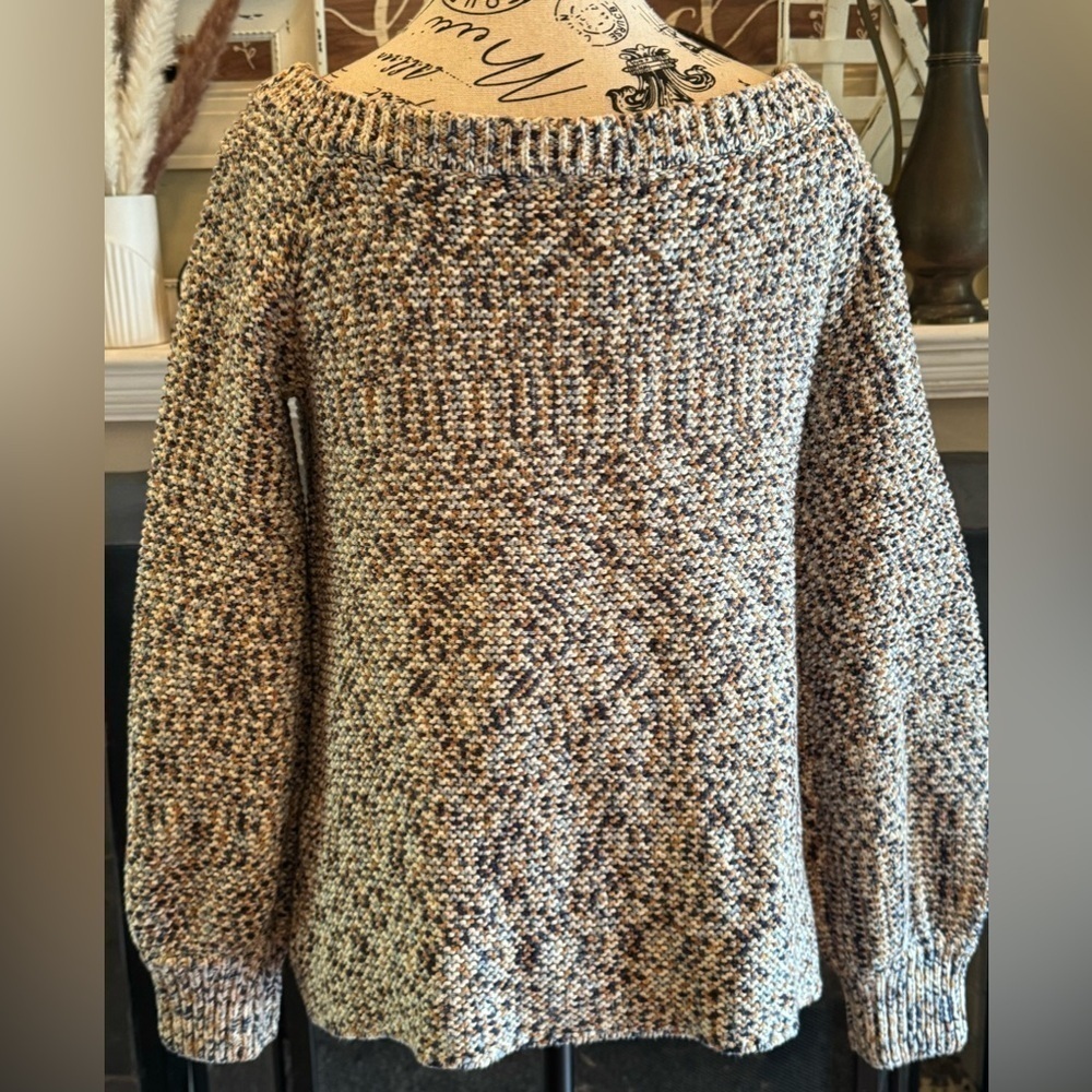 Viktoria & Woods Chunky Knit Sweater Jumper Blue Brown Speckled Off Shoulder - Picture 8 of 9